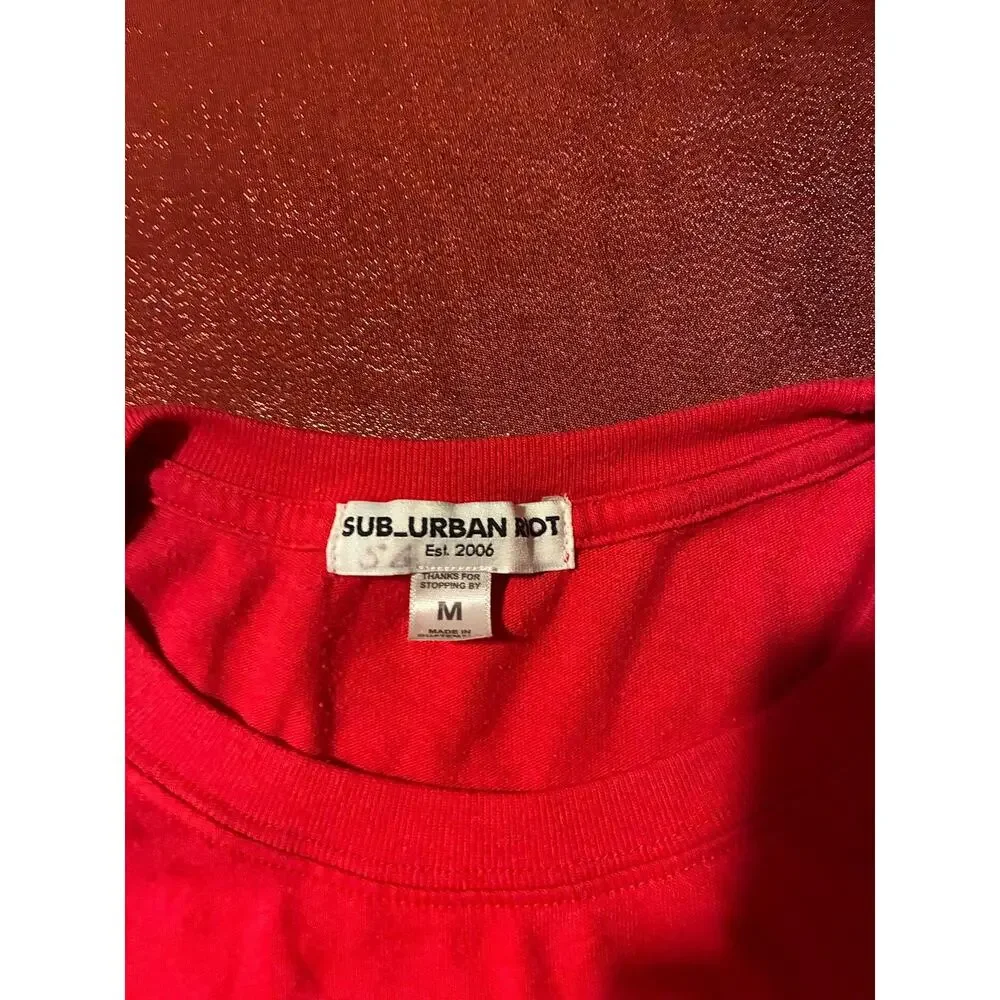 SUB_URBAN RIOT Shirt Mens M Red Long Sleeve Love Is Graphic Tee Crewneck Casual